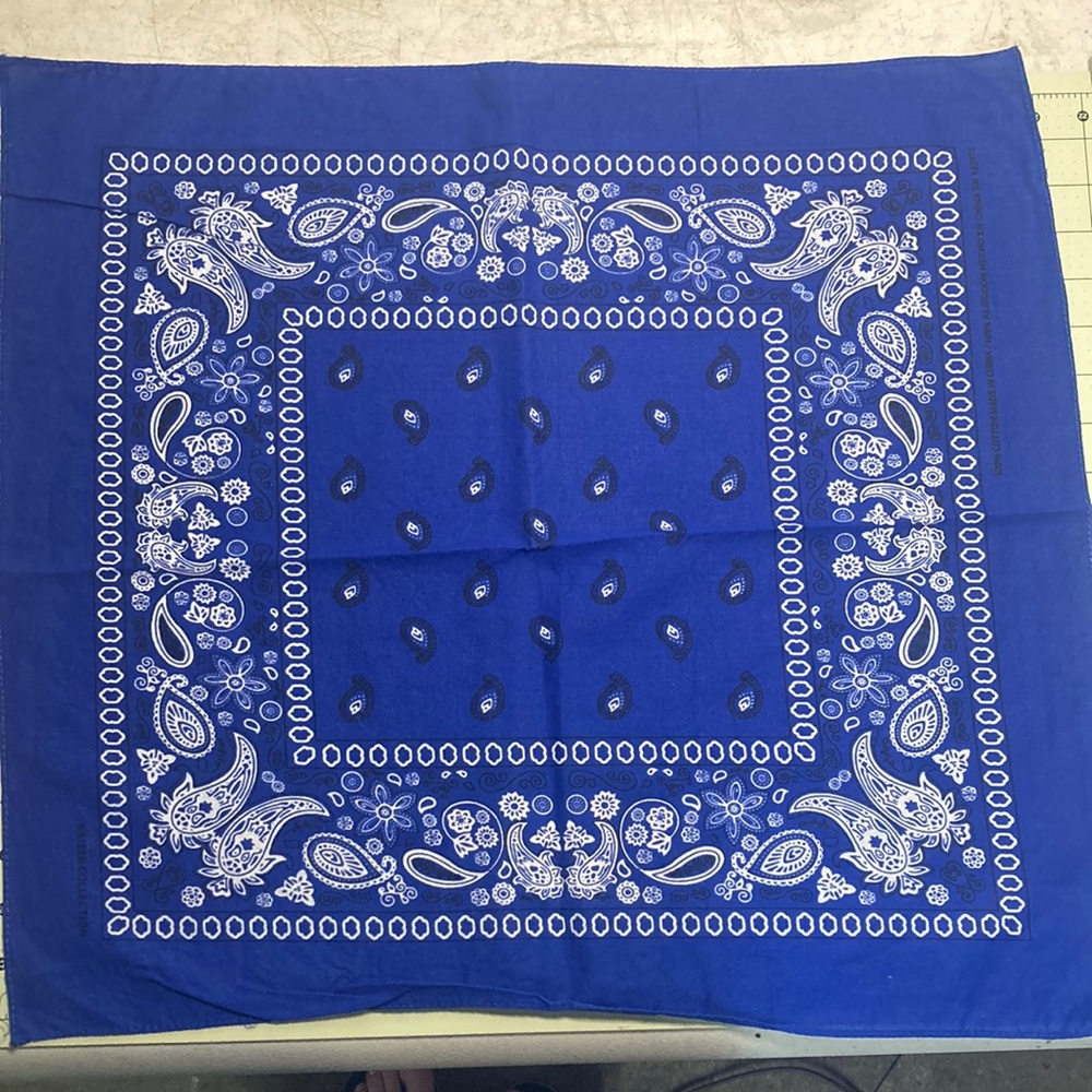 Blue cotton bandana 19” square unused